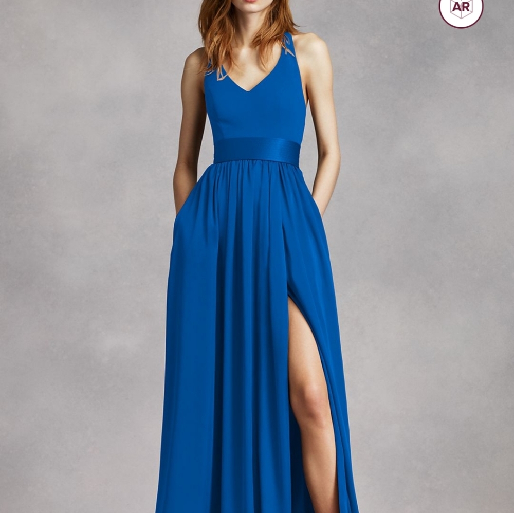 Horizon blue formal bridesmaid dress